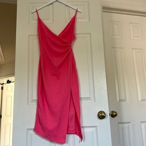 NWT Hello Molly dress pink midi with slit, spaghetti strap